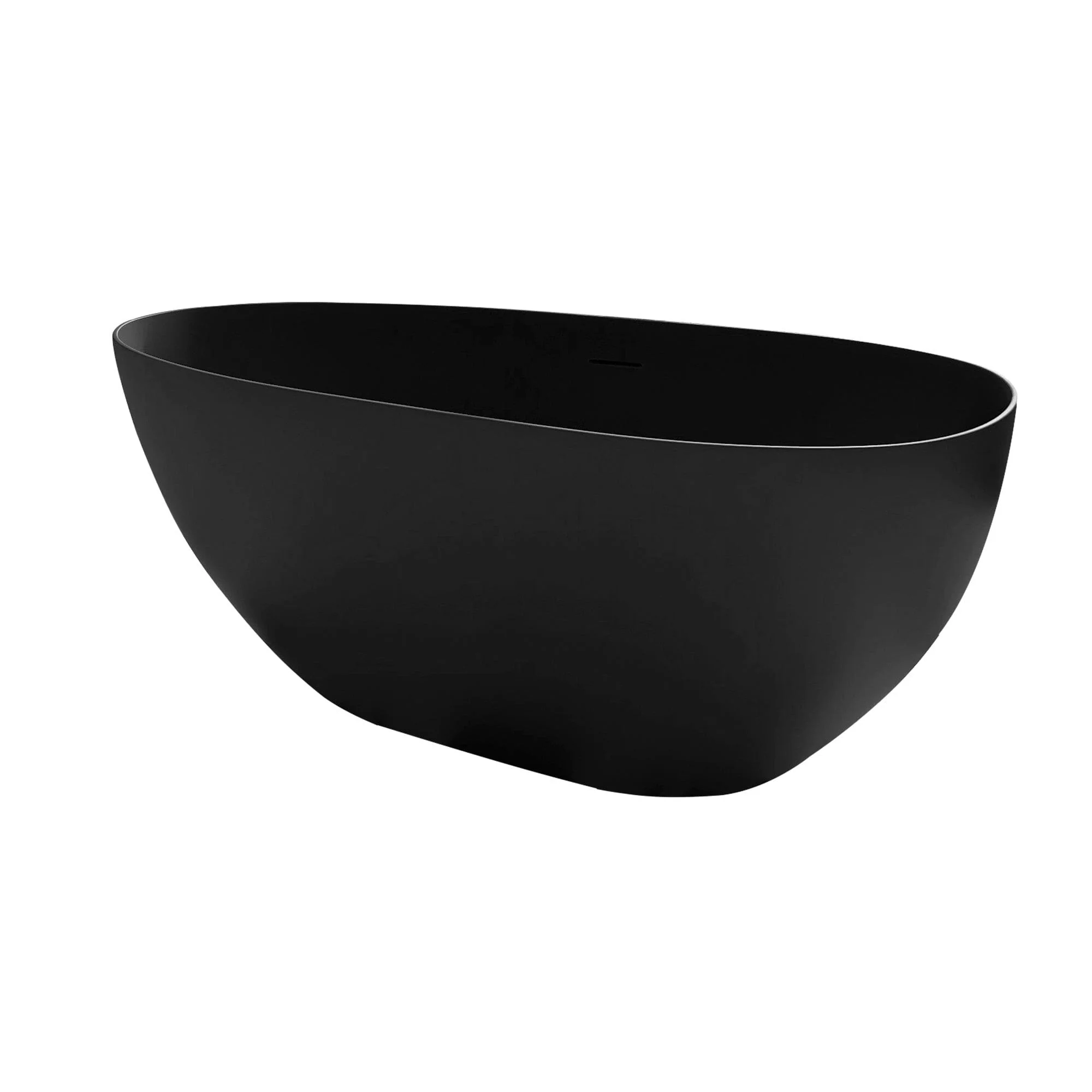 59"/67" Black Bathtub Egg Shaped Solid Surface freestanding Soaking Tub - Image 8