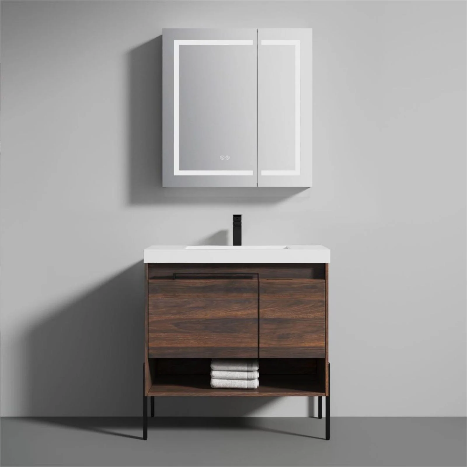 Blossom 36" 1 Door 1 Drawer Freestanding Single Vanity With Open Shelf - Image 10