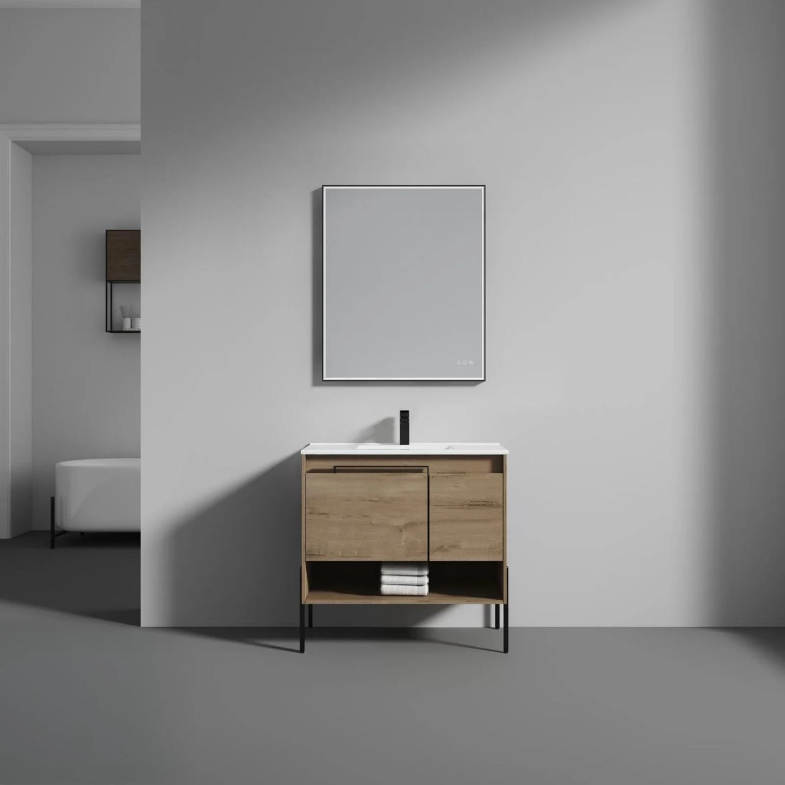Blossom 36" 1 Door 1 Drawer Freestanding Single Vanity With Open Shelf - Image 20