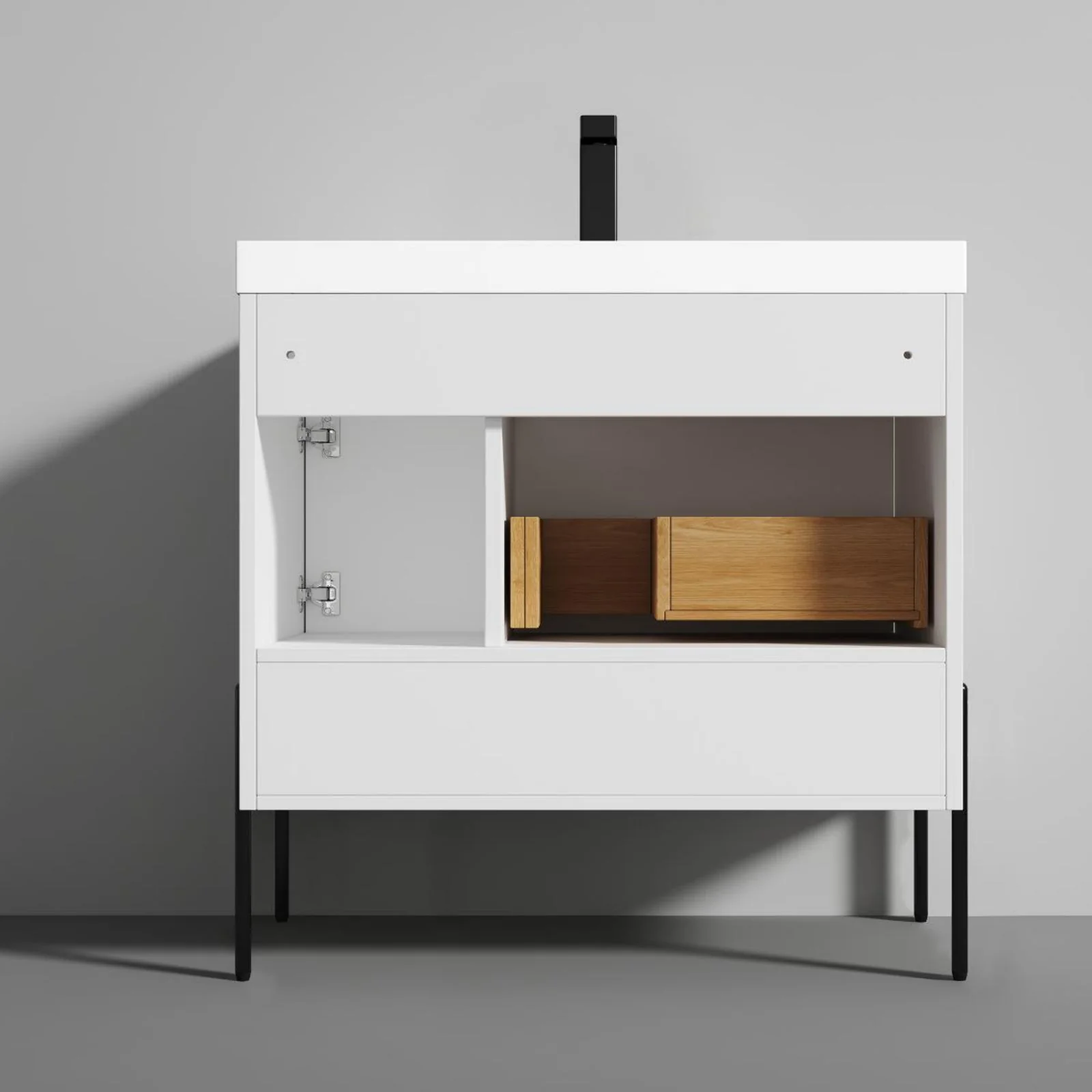Blossom 36" 1 Door 1 Drawer Freestanding Single Vanity With Open Shelf - Image 30