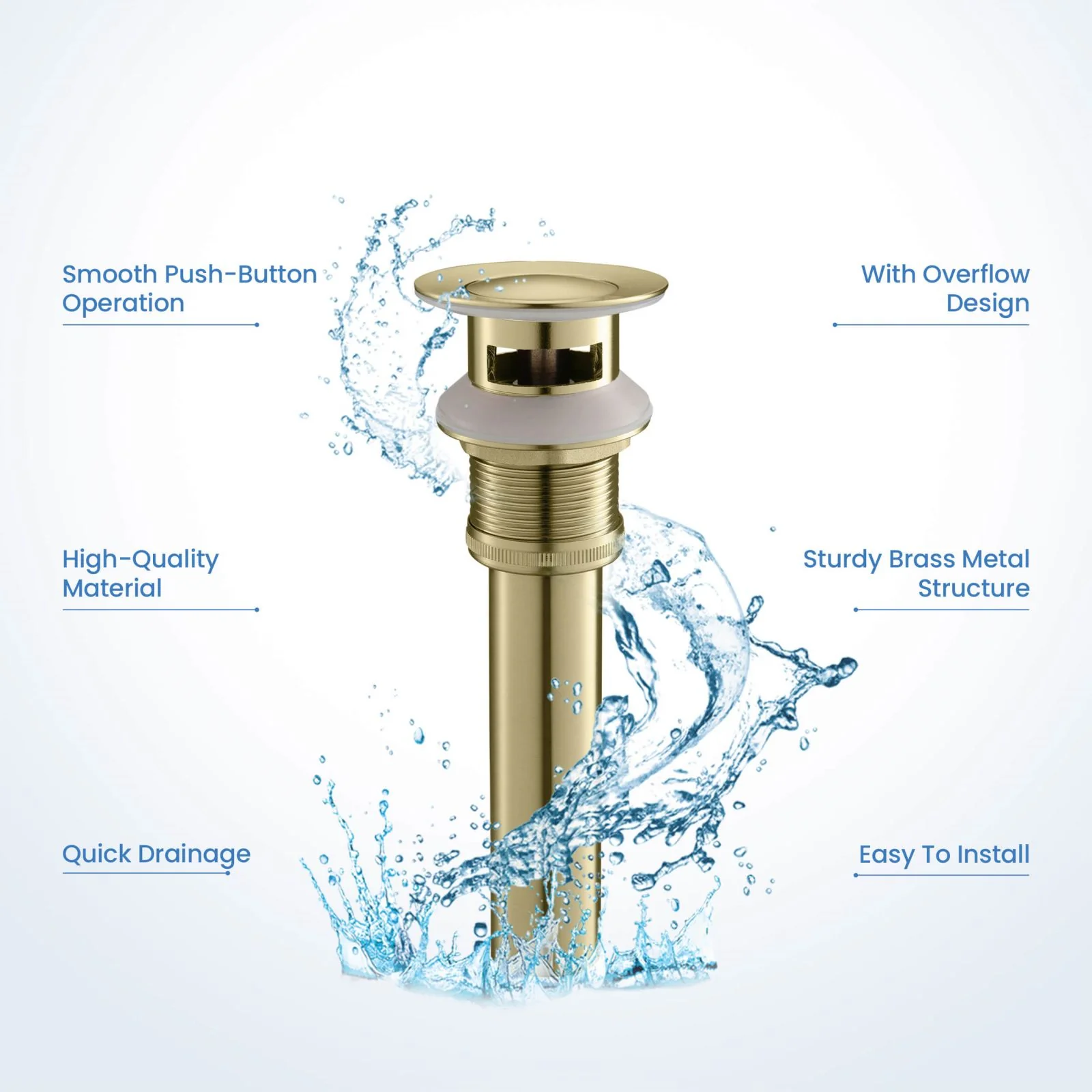 Blossom 8" Widespread Solid Brass Bathroom Sink Faucet with Dual Handles and Pop-Up Drain - Image 5