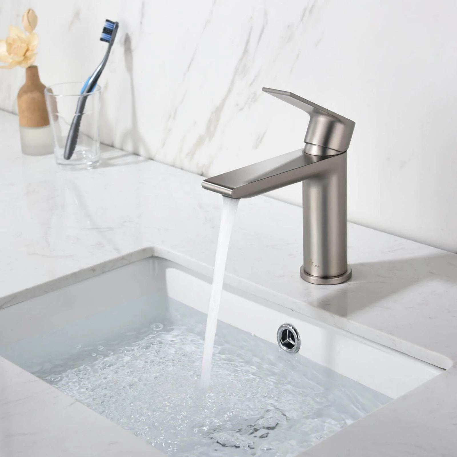Blossom 5"x 6" Solid Brass Lever Handle Single Hole Bathroom Sink Faucet - Image 28