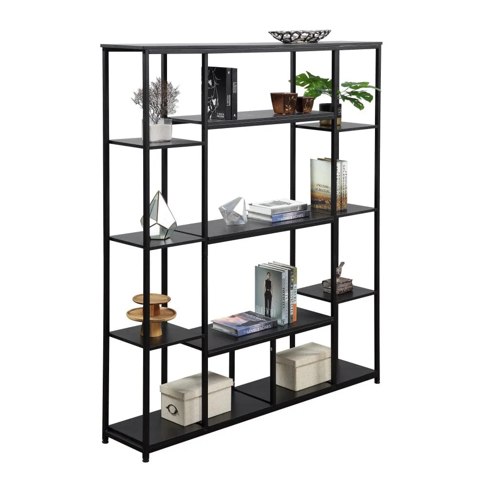 Giving Tree Bookcase and Bookshelf, Home Office 5 Tier Bookshelf, Open Freestanding Storage Shelf with Metal Frame, Black - Image 10