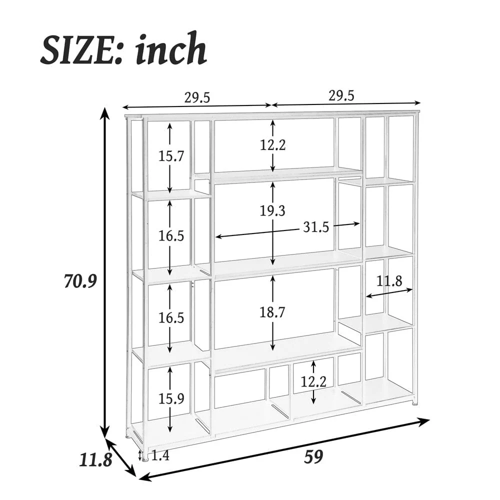 Giving Tree Bookcase and Bookshelf, Home Office 5 Tier Bookshelf, Open Freestanding Storage Shelf with Metal Frame, Black - Image 11