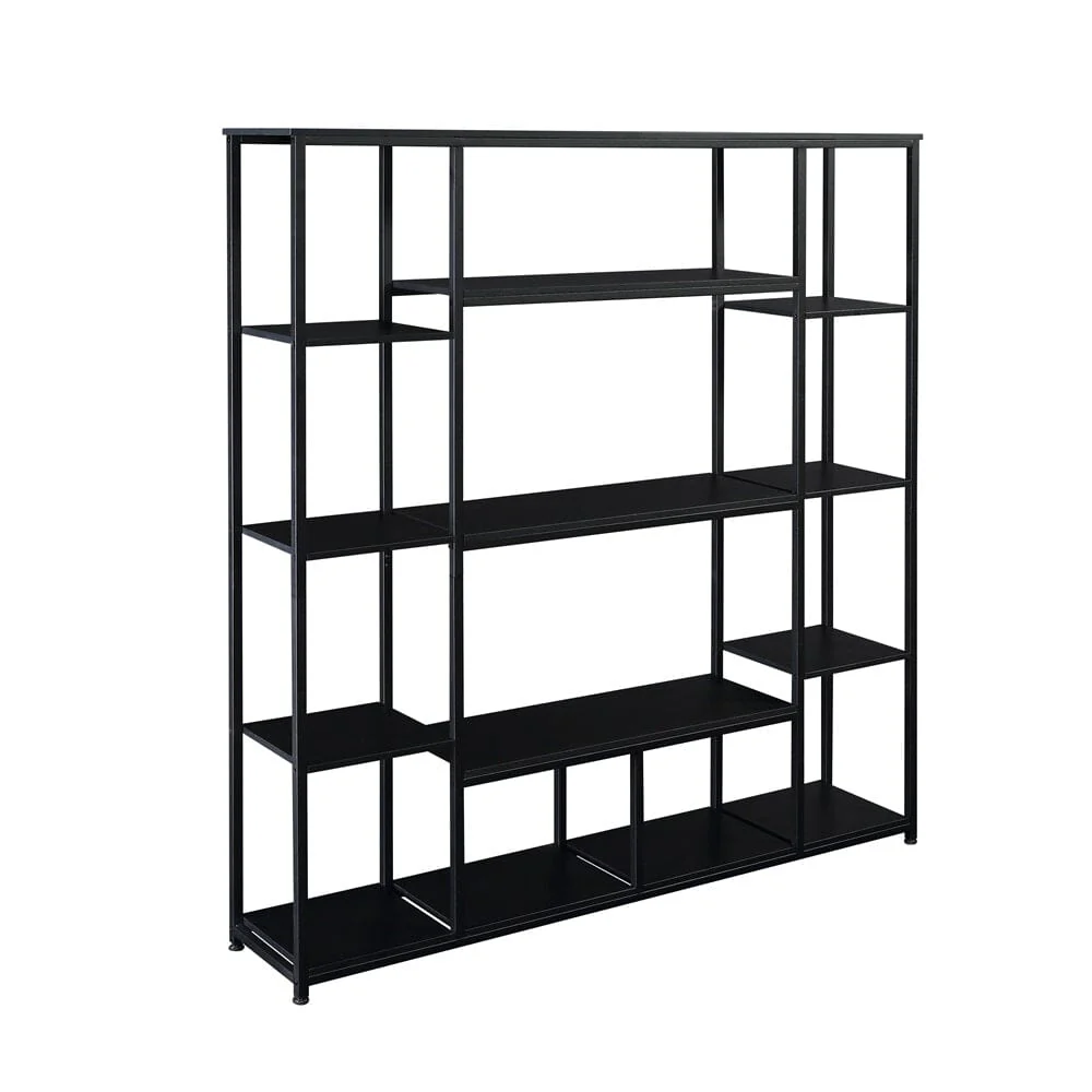 Giving Tree Bookcase and Bookshelf, Home Office 5 Tier Bookshelf, Open Freestanding Storage Shelf with Metal Frame, Black - Image 9