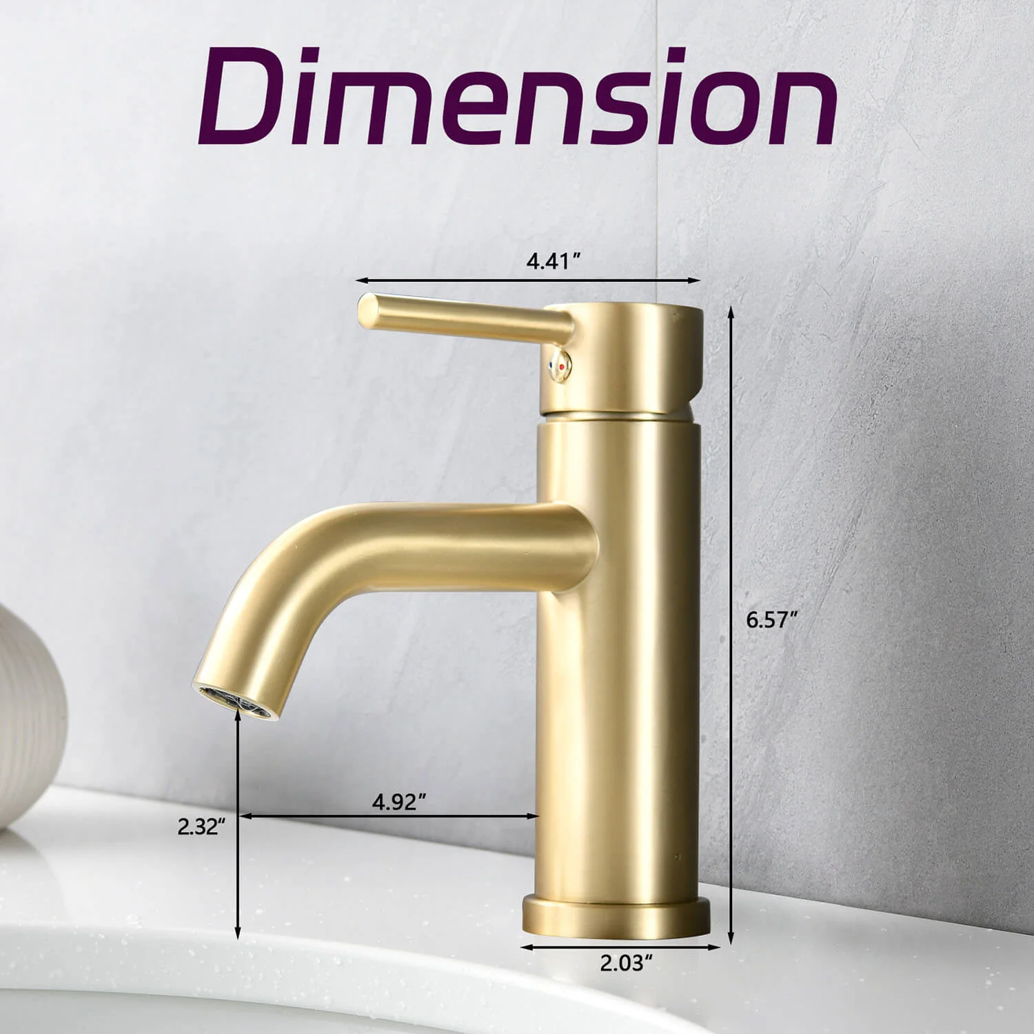 Modern Brushed Gold Single Handle Single Hole Bathroom Faucet with Aerator - Image 5