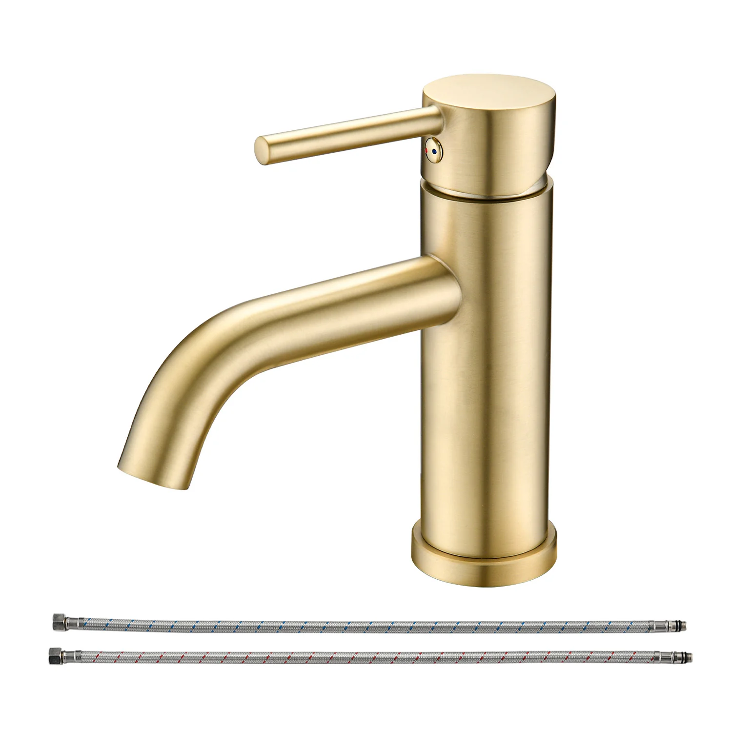 Modern Brushed Gold Single Handle Single Hole Bathroom Faucet with Aerator - Image 7