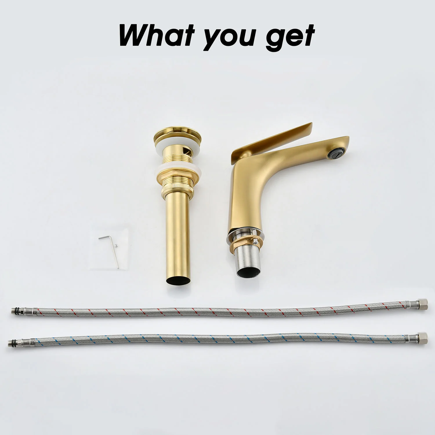 Brushed Gold Single Handle Single Hole Bathroom Sink Faucet with Pop-Up Drain - Image 8