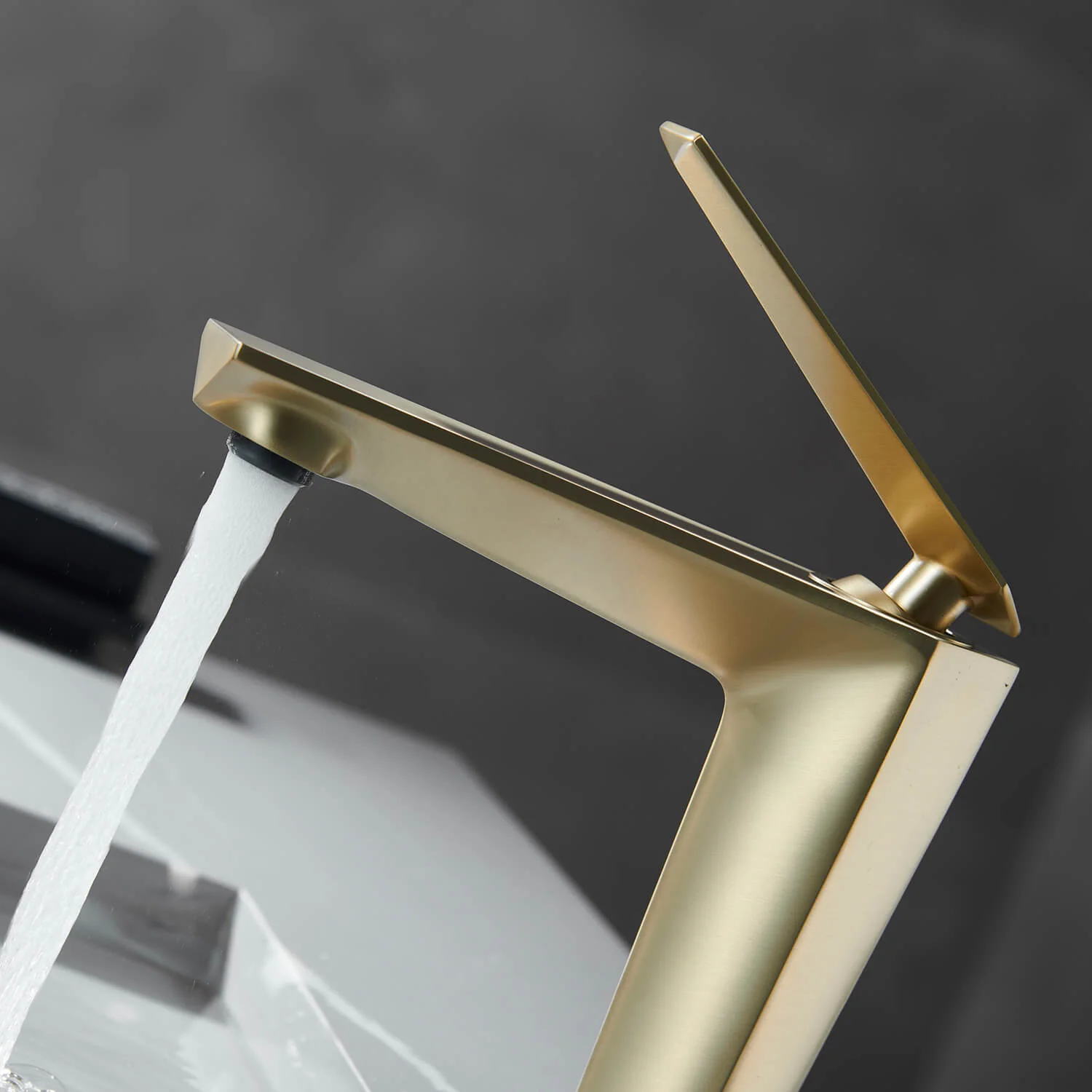 Brushed Gold Splashless Bathroom Faucet with Aerator - Image 3