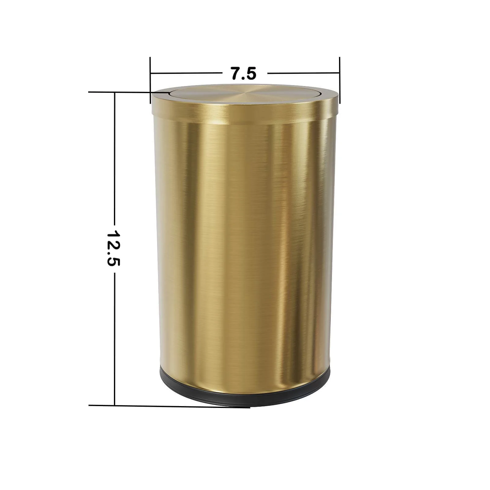 Brushed Gold Stainless Steel Bathroom Trash Can with Inner Bucket - Image 6