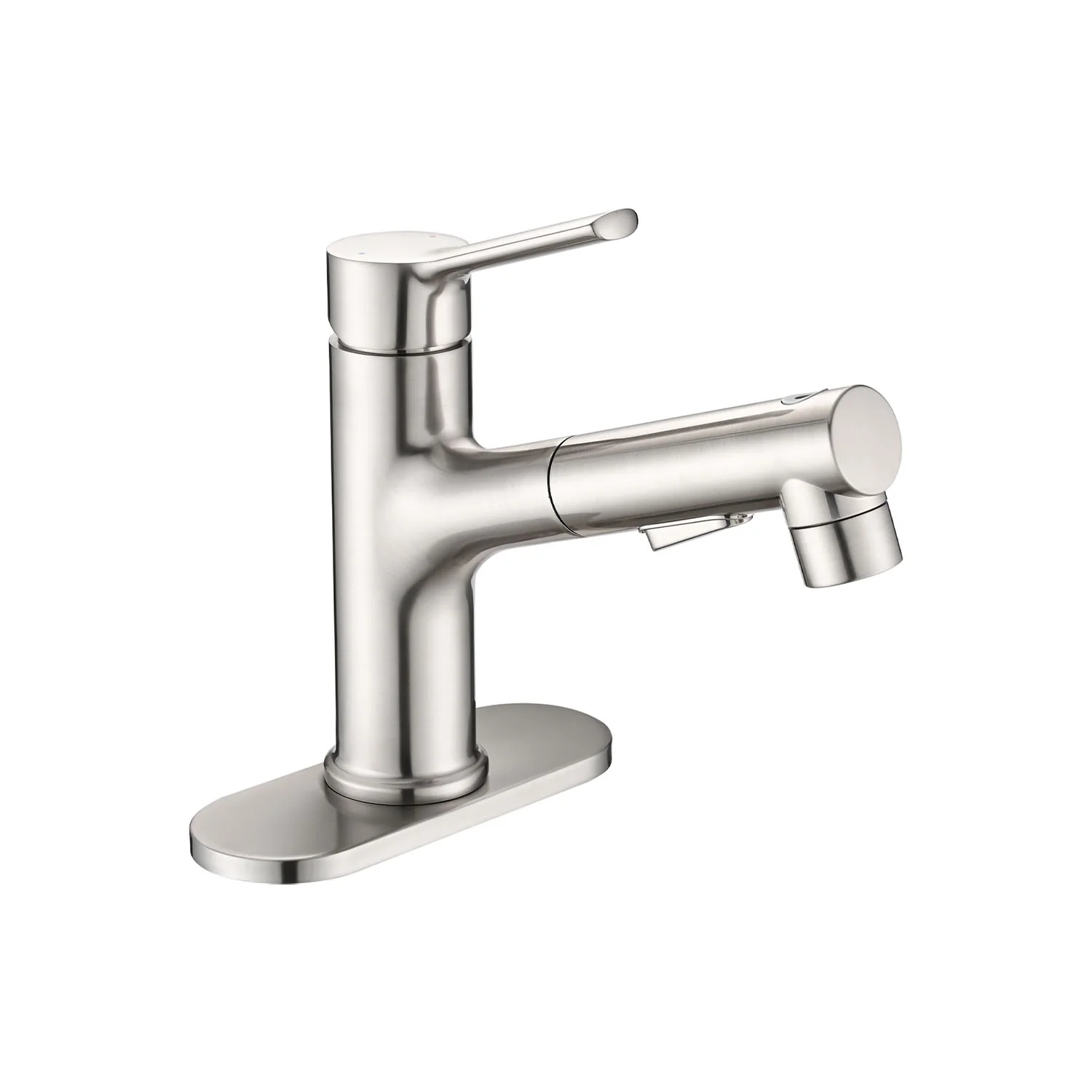 Brushed Nickel Pull-Down Bathroom Faucet with Pop-Up Drain & Deck Plate - Image 6