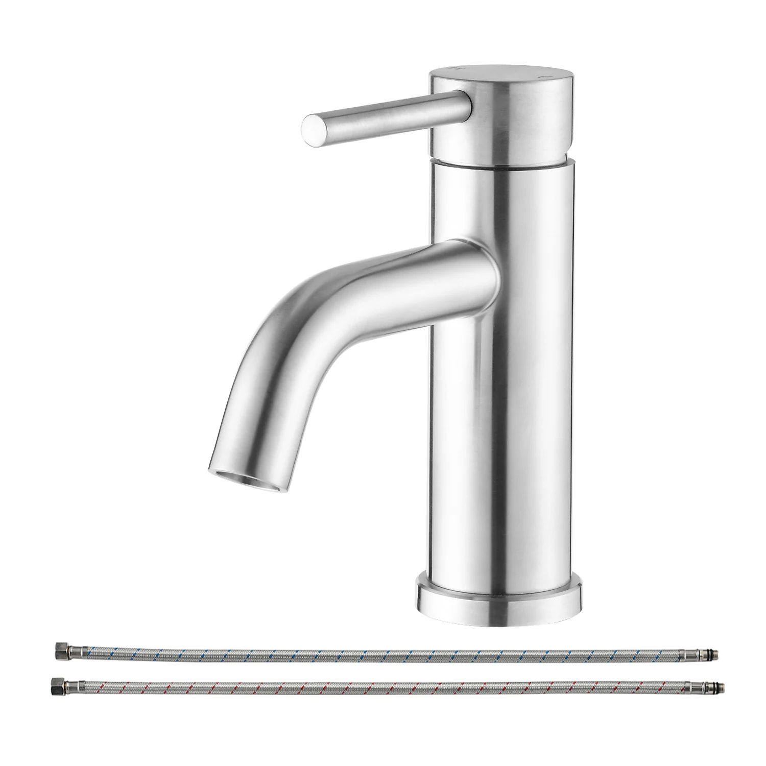 Modern Brushed Nickel Single Handle Single Hole Bathroom Faucet with Aerator - Image 7