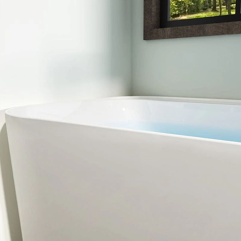 Mokleba 59" Acrylic Rectangular Shape Flatbottom Freestanding Bathtub White - Image 8