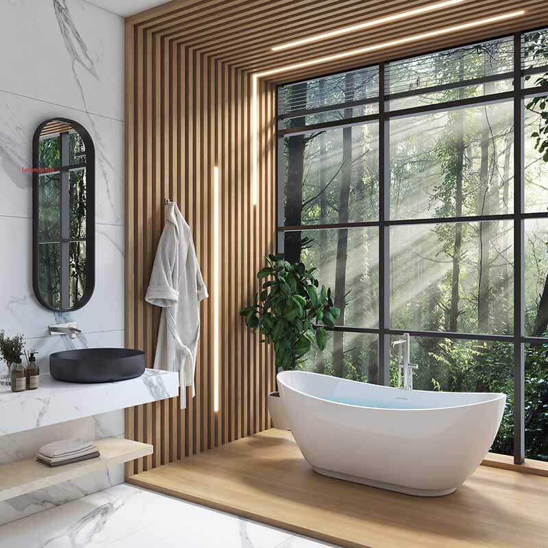 67" Acrylic Slipper Flatbottom Freestanding Soaking Bathtub - Image 5