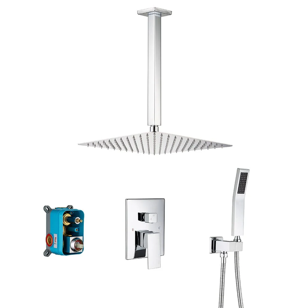 Ceiling Mount Shower 2 Spray Patterns with 12 in. Rain Shower Head Systems - Image 38