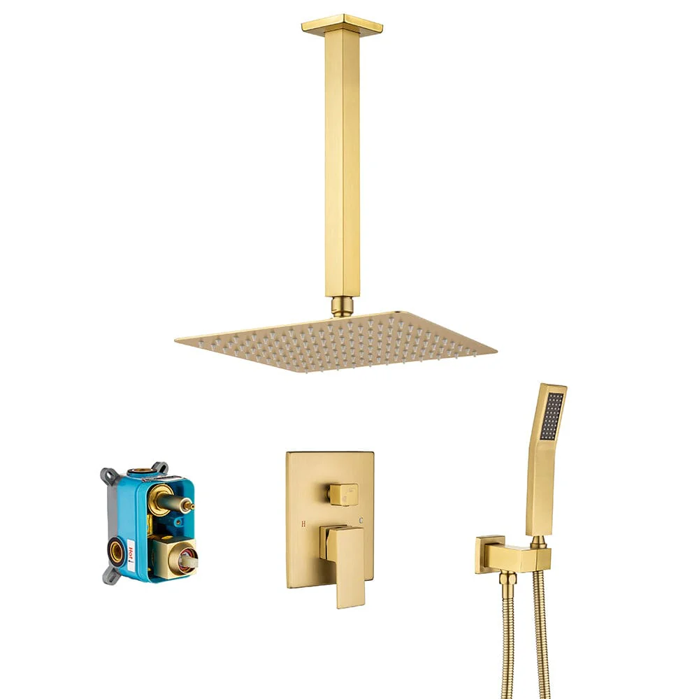 Ceiling Mount Shower 2 Spray Patterns with 12 in. Rain Shower Head Systems - Image 6