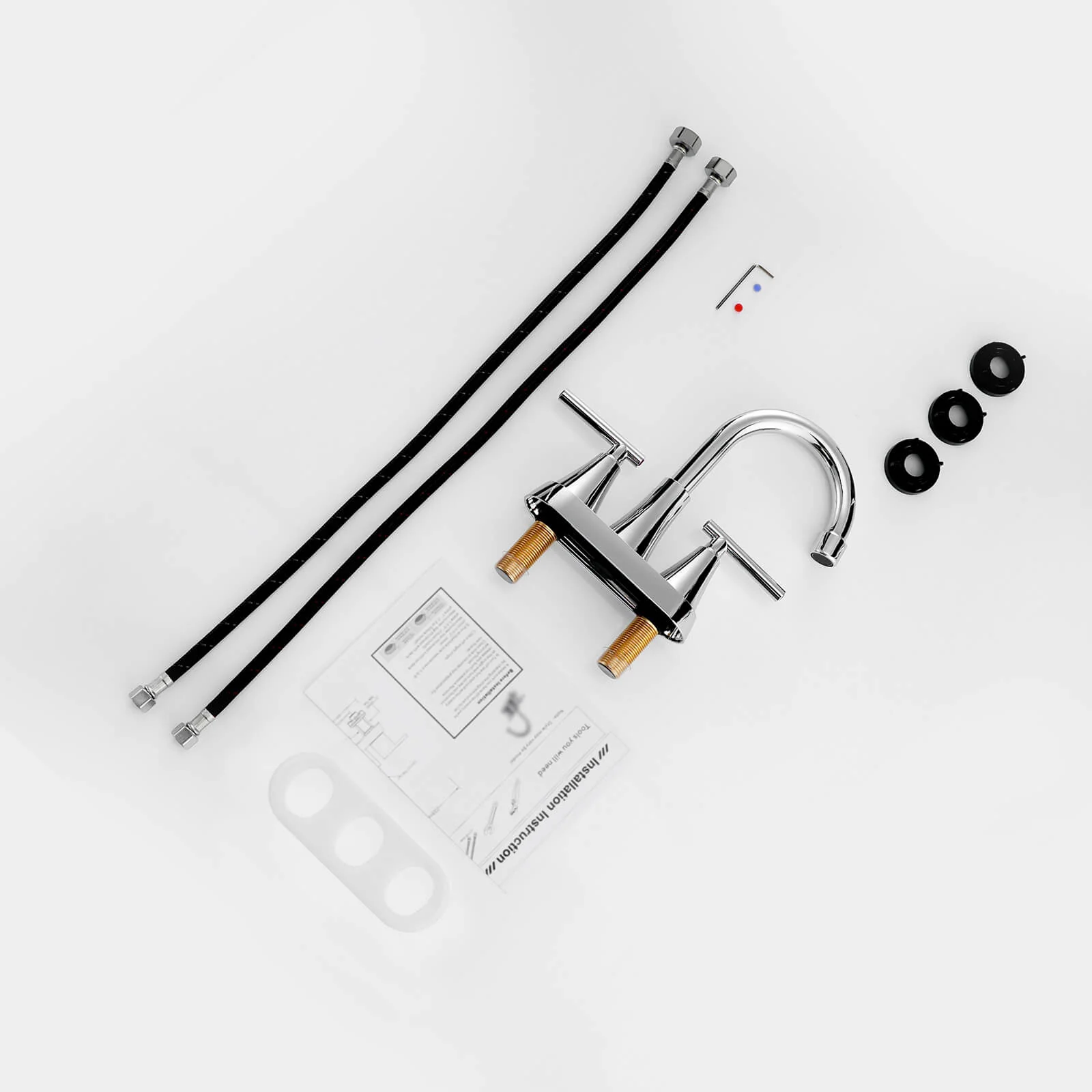 Chrome Double-Lever Bathroom Lavatory Faucet - Image 8