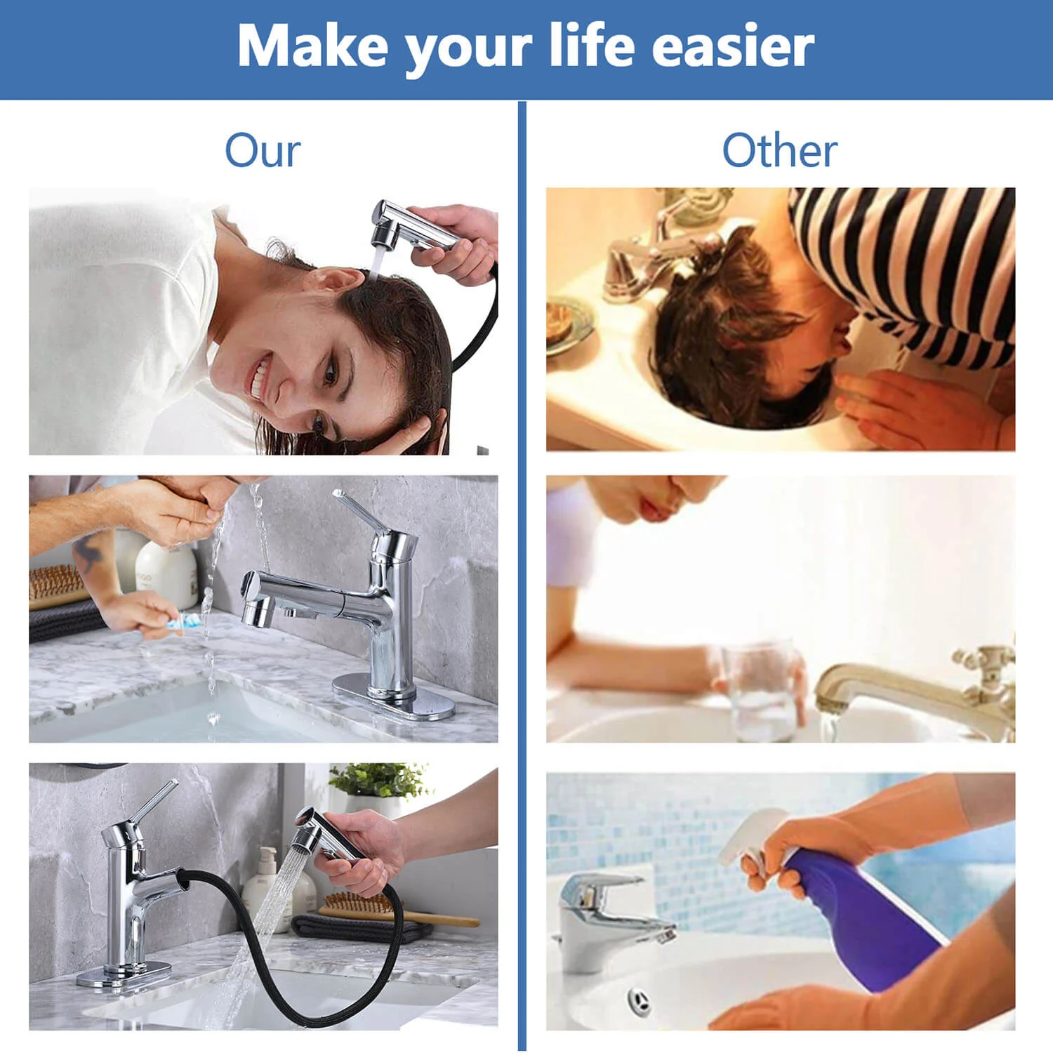 Chrome Pull-Down Bathroom Faucet with Pop-Up Drain & Deck Plate - Image 4