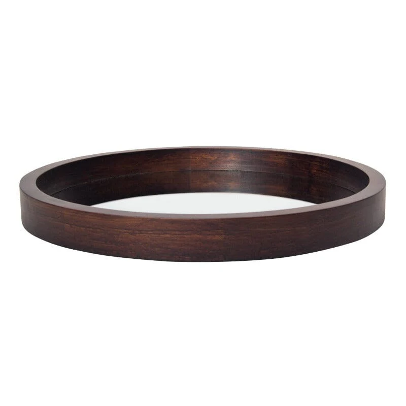 24" Round Modern Mirror with Wood Frame Decoration for Bathroom Living Room Bedroom - Image 6