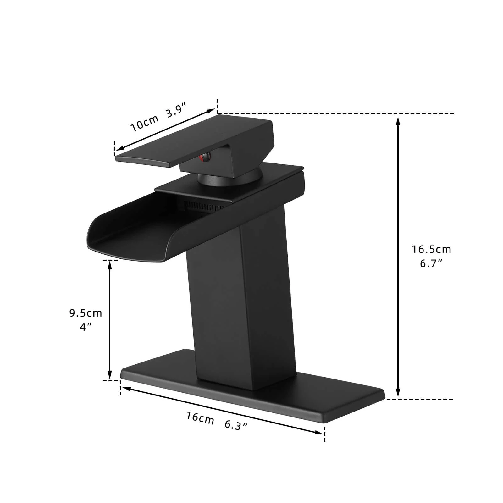Contemporary Waterfall Bathroom Sink Faucet with Deck Plate (1 or 3-Hole Compatible) - Image 4