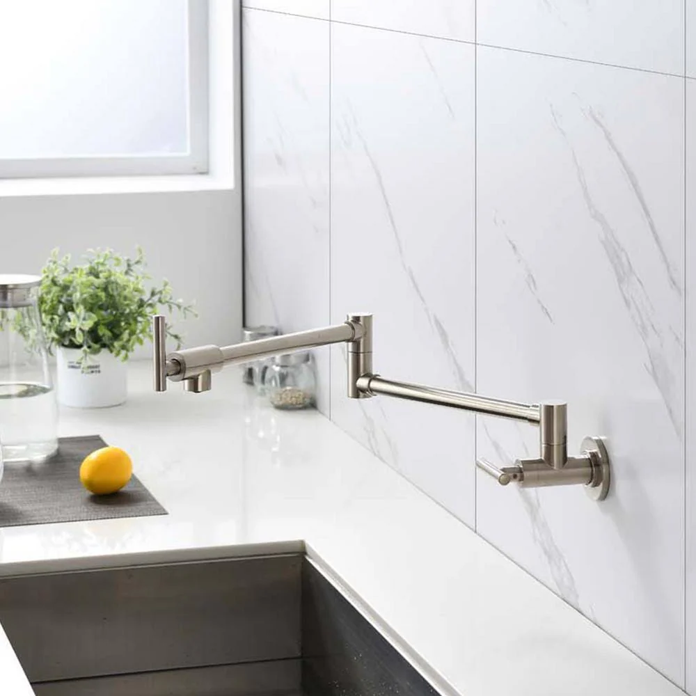 Giving Tree Double Handle Wall Mount Pot Filler Faucet with Solid Brass - Image 15