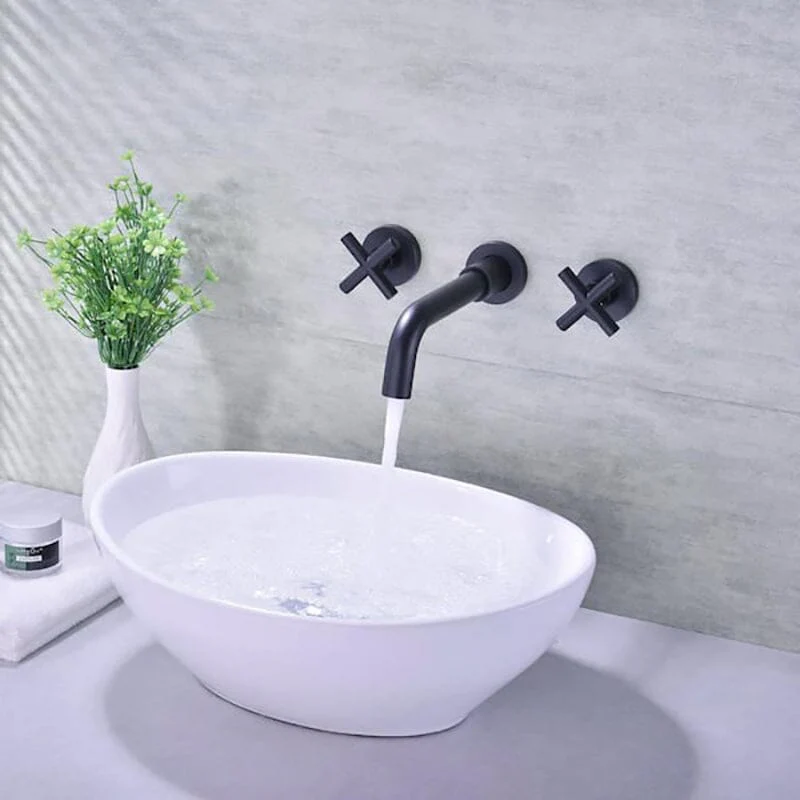 Giving Tree Double Handle Wall Mounted Bathroom Sink Faucet - Image 4