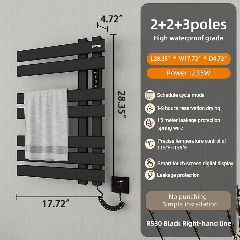Electric Towel Warmer, Heated Towel Rack with Touch Panel, Timer & Adjustable Temperature, Flat 7 Bar Towel Warmer, Plug-in - Image 18