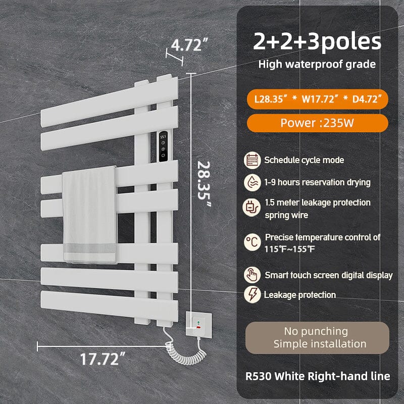 Electric Towel Warmer, Heated Towel Rack with Touch Panel, Timer & Adjustable Temperature, Flat 7 Bar Towel Warmer, Plug-in - Image 7