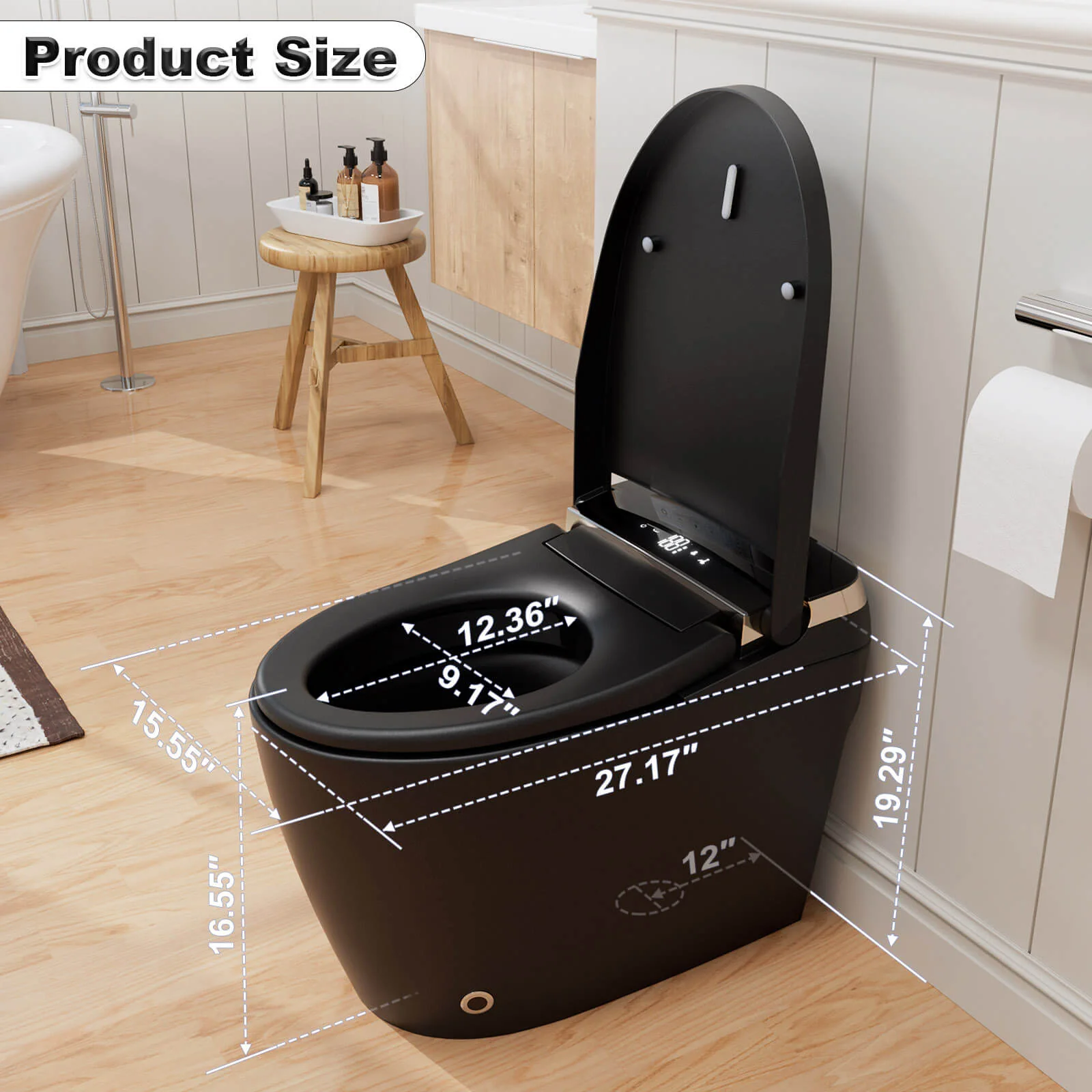One-Piece Smart Toilet with Built-in Bidet, LED Night Light, Heated Seat, Warm Water - Image 10
