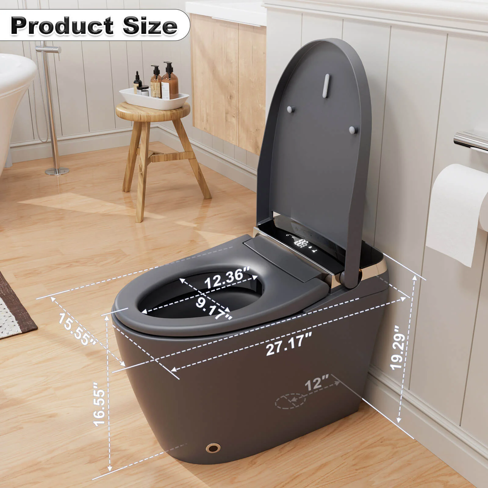 One-Piece Smart Toilet with Built-in Bidet, LED Night Light, Heated Seat, Warm Water - Image 20
