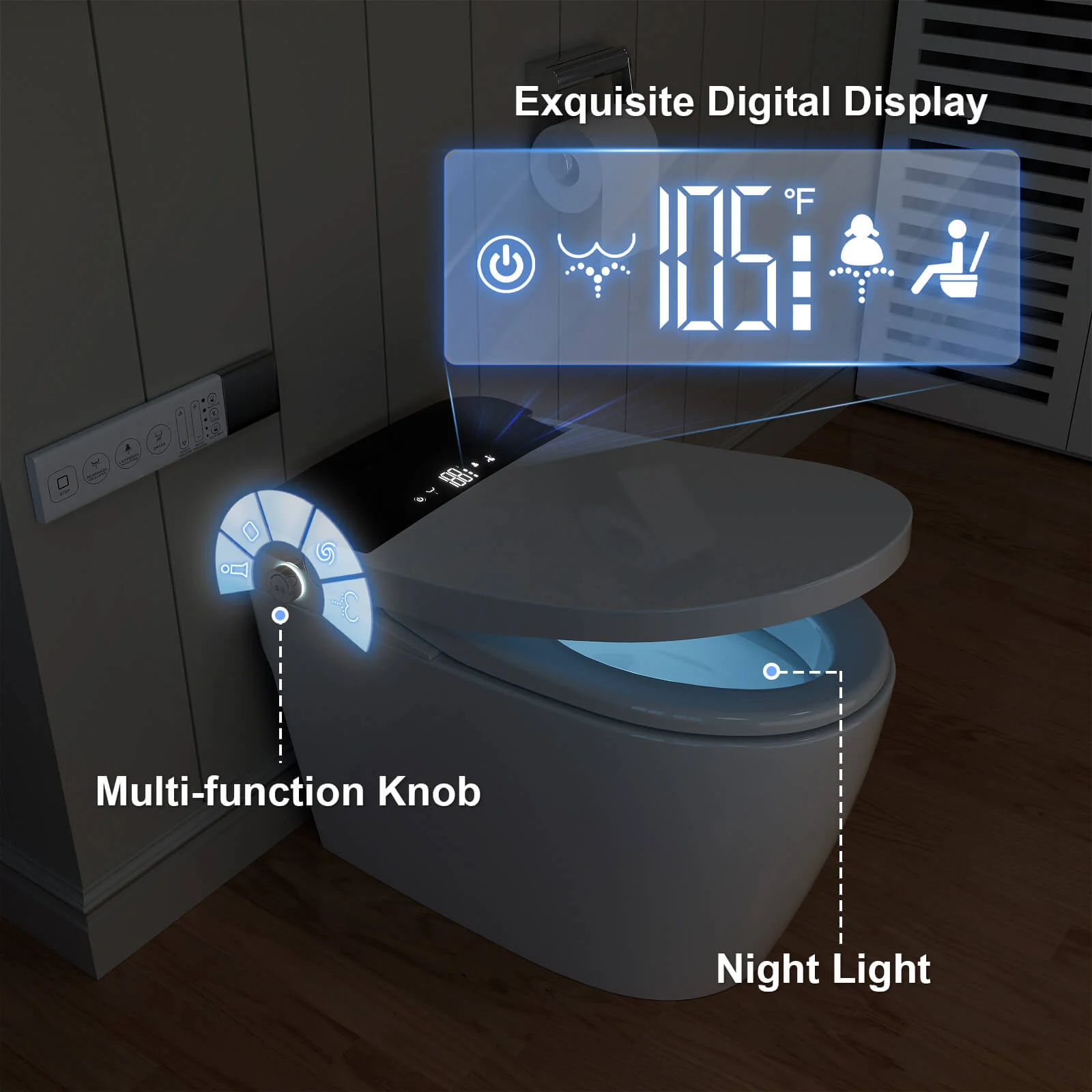 One-Piece Smart Toilet with Built-in Bidet, LED Night Light, Heated Seat, Warm Water - Image 27