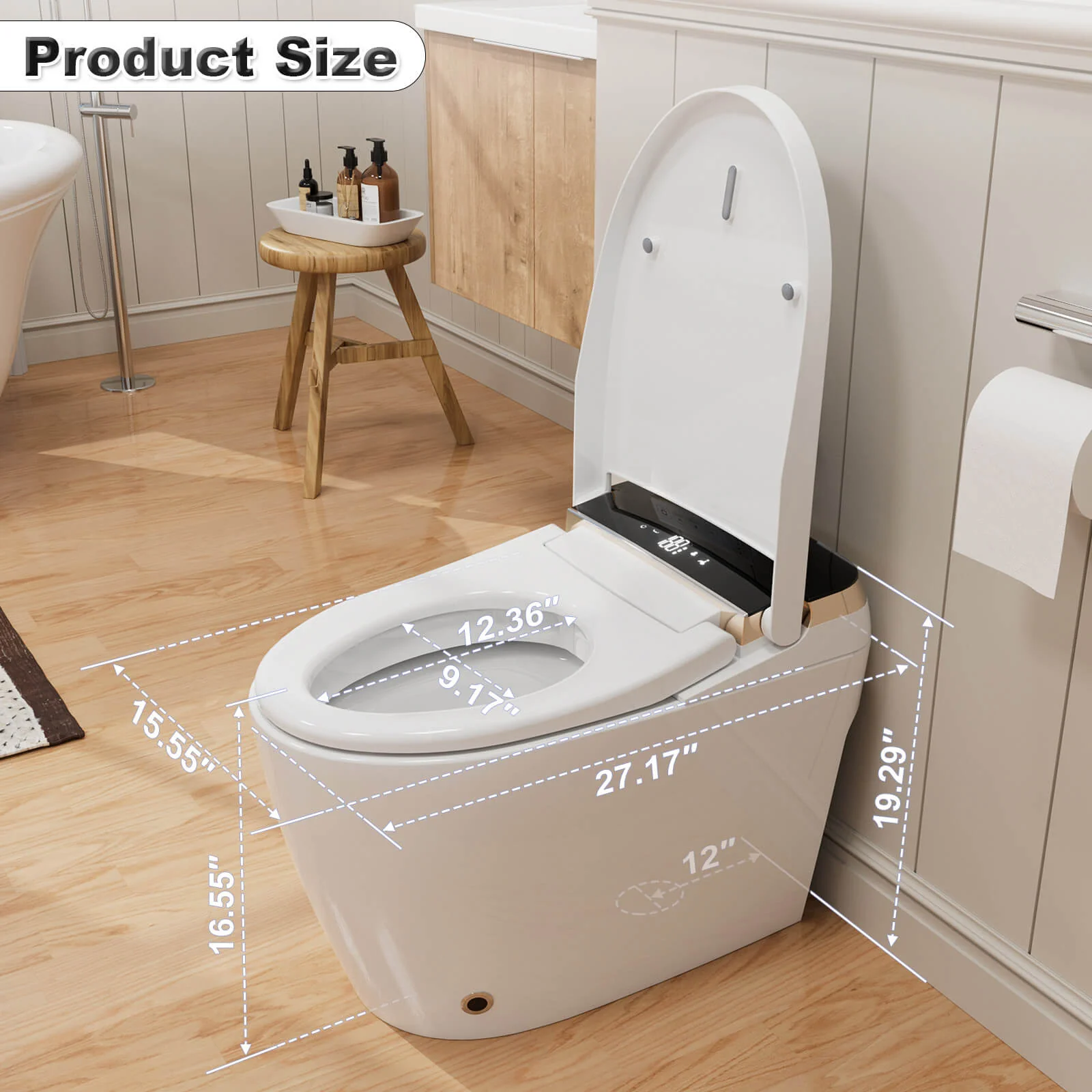 One-Piece Smart Toilet with Built-in Bidet, LED Night Light, Heated Seat, Warm Water - Image 30