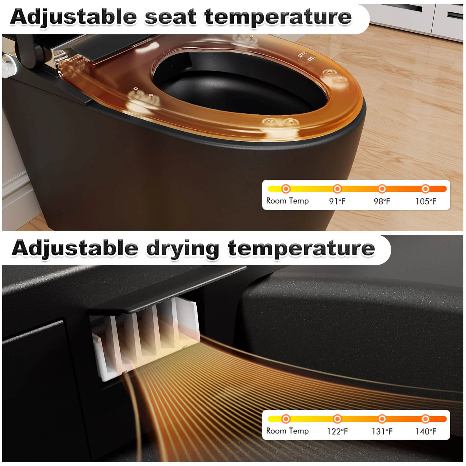One-Piece Smart Toilet with Built-in Bidet, LED Night Light, Heated Seat, Warm Water - Image 5