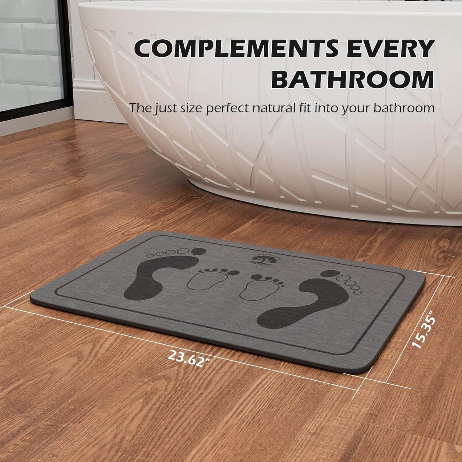 Fast Drying Stone Bath Mat, Non-Slip Diatomaceous Earth Bathtub Mat with Unique Adult and Children Footprint Design - Image 14
