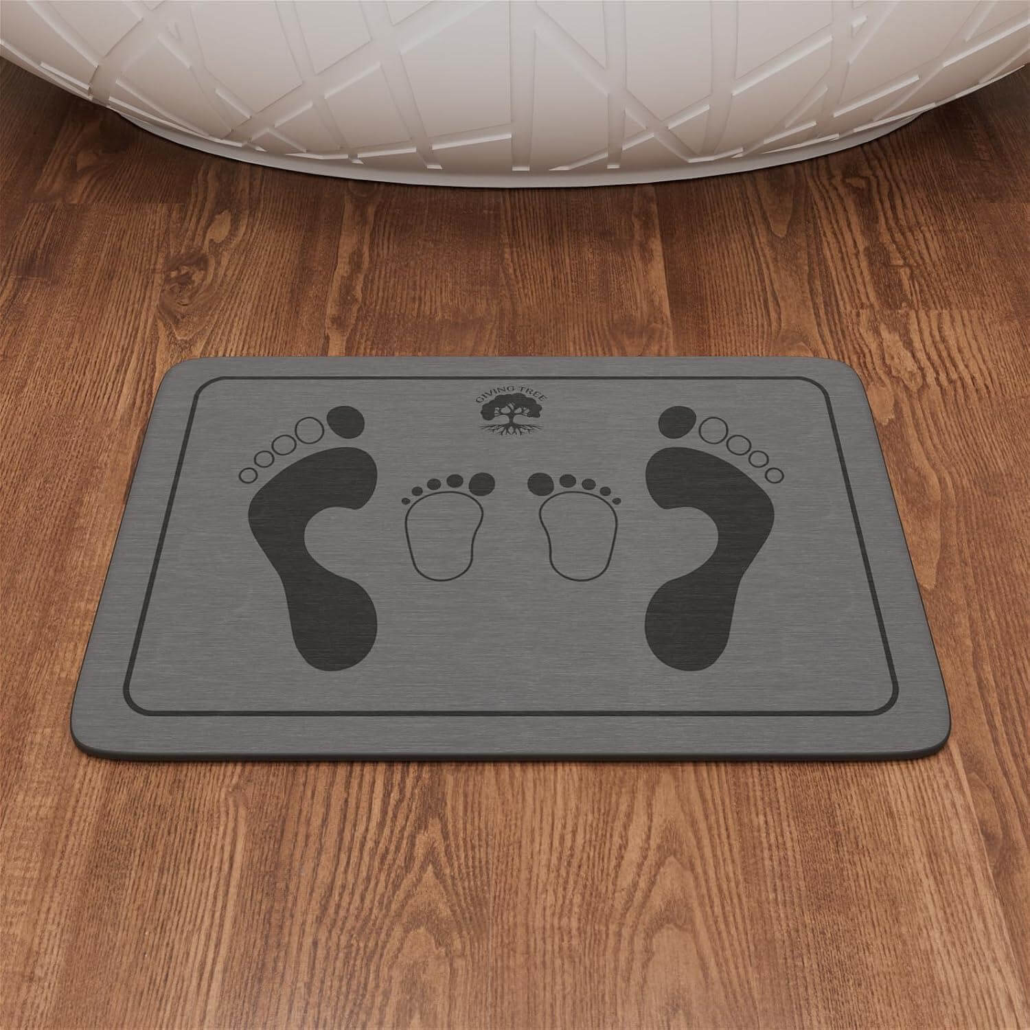 Fast Drying Stone Bath Mat, Non-Slip Diatomaceous Earth Bathtub Mat with Unique Adult and Children Footprint Design - Image 16