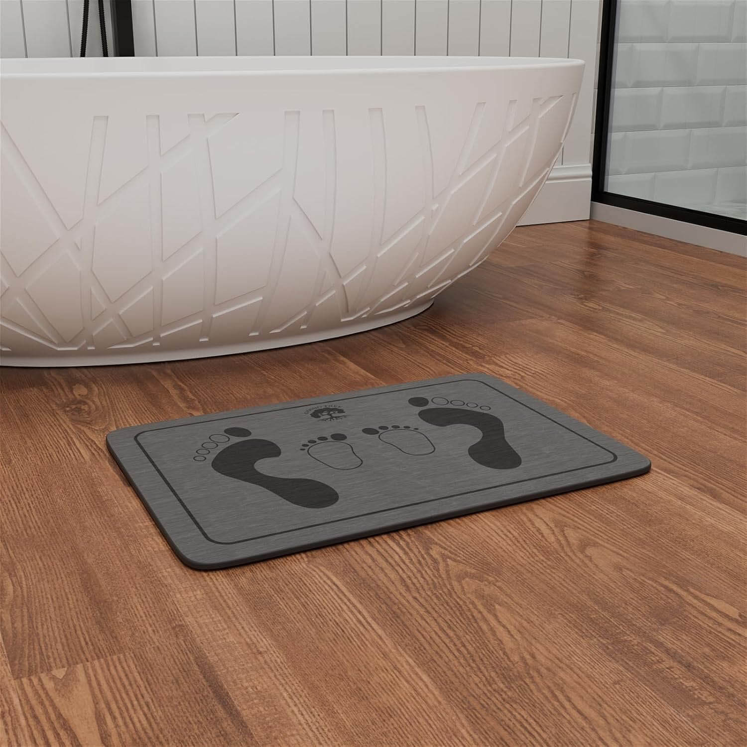 Fast Drying Stone Bath Mat, Non-Slip Diatomaceous Earth Bathtub Mat with Unique Adult and Children Footprint Design - Image 17
