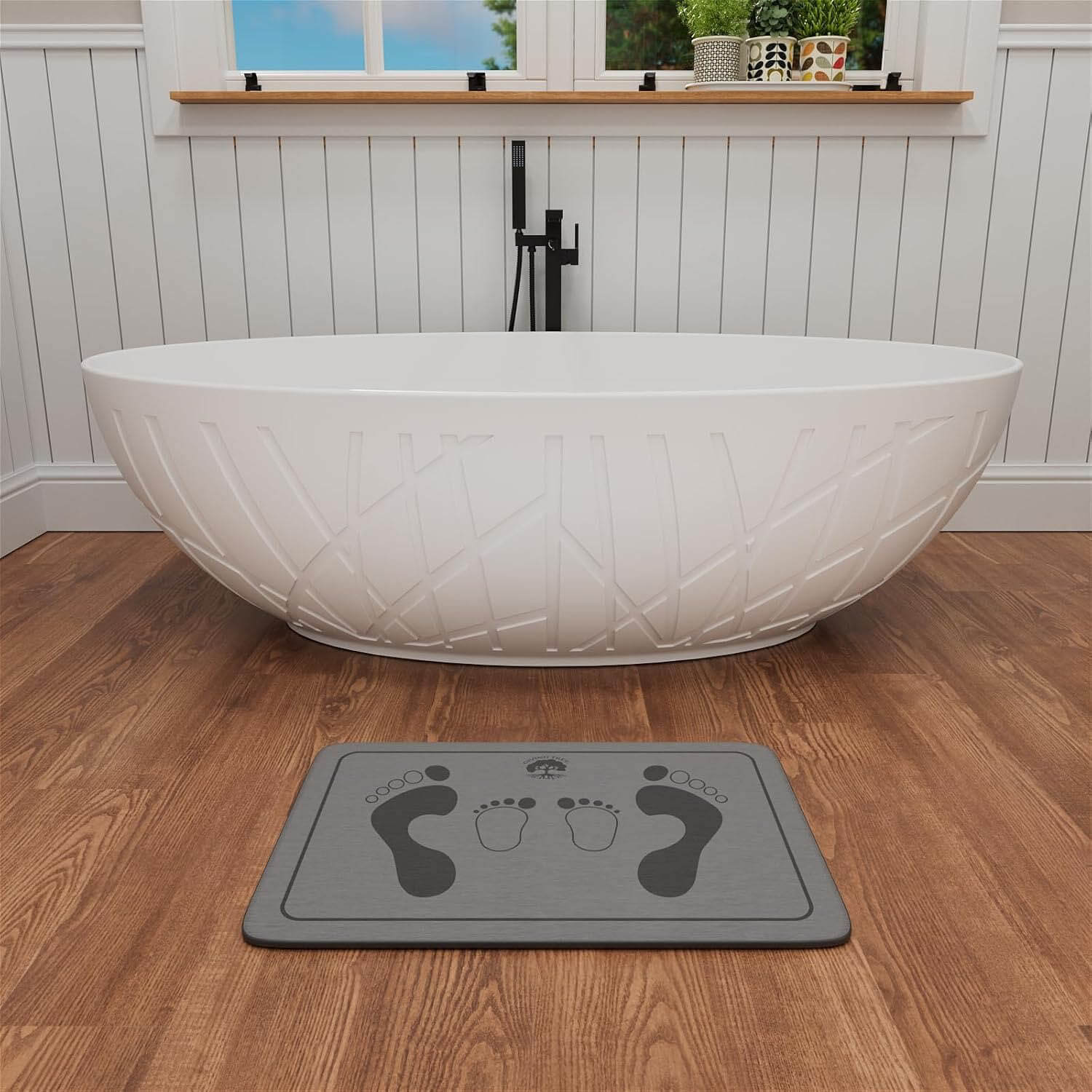 Fast Drying Stone Bath Mat, Non-Slip Diatomaceous Earth Bathtub Mat with Unique Adult and Children Footprint Design - Image 18