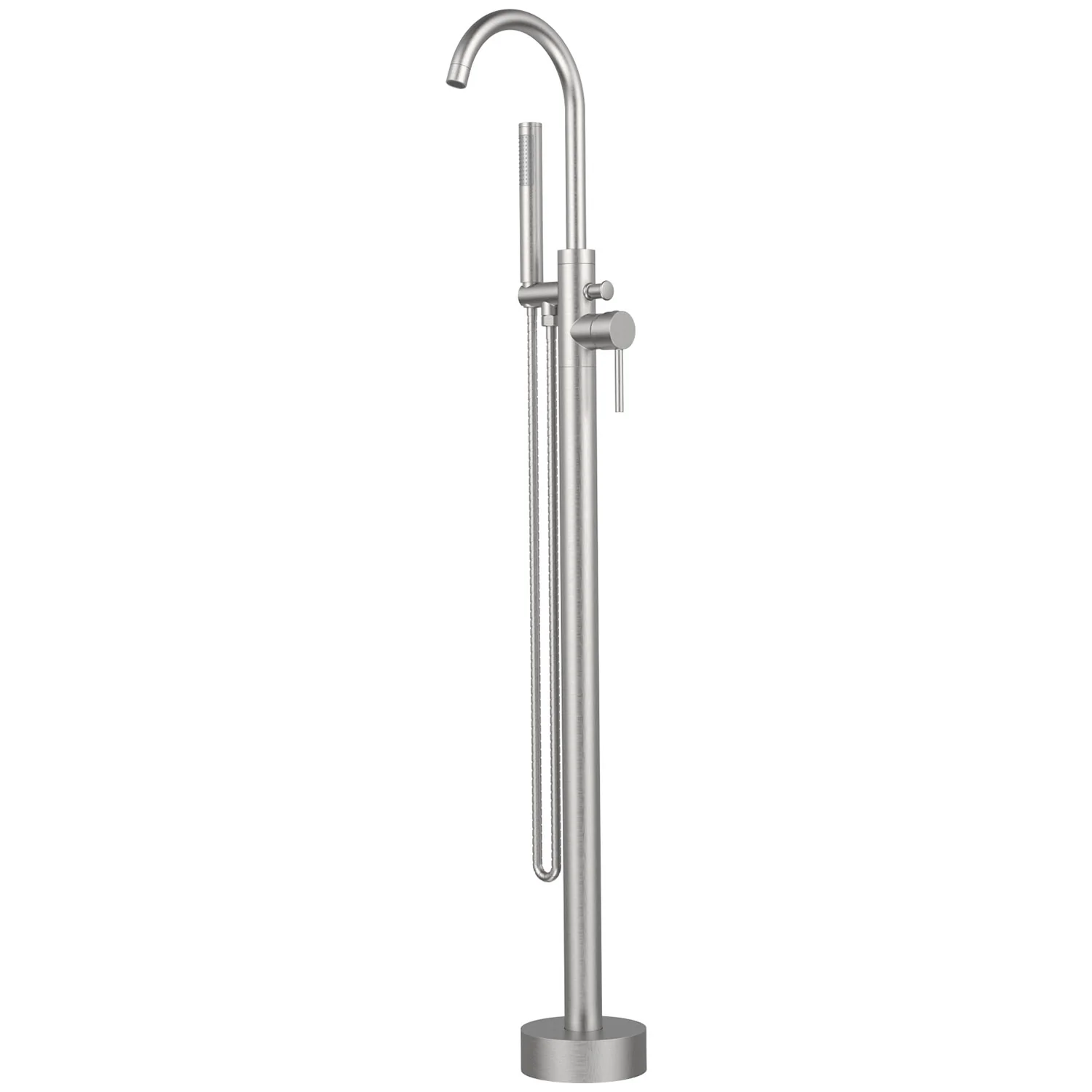 Freestanding Tub Filler Floor Mount Bathtub Faucet with Handheld Shower Brushed Nickel - Image 6