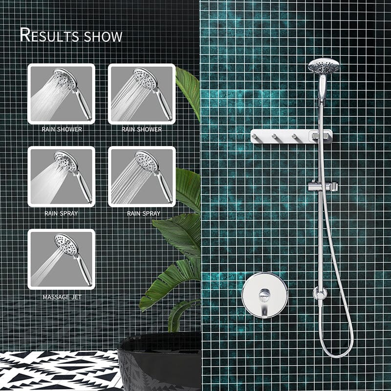 Full Slide Bar 6 Spray Modes 4.7'' Shower Head with Valve and Hook - Image 9