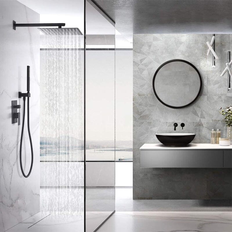 12 inch Single Handle 2-Spray Rain Shower Head Systems Square Wall Mounted Shower - Image 12