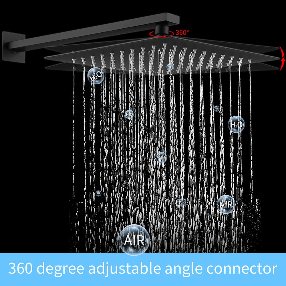 12 inch Single Handle 2-Spray Rain Shower Head Systems Square Wall Mounted Shower - Image 14