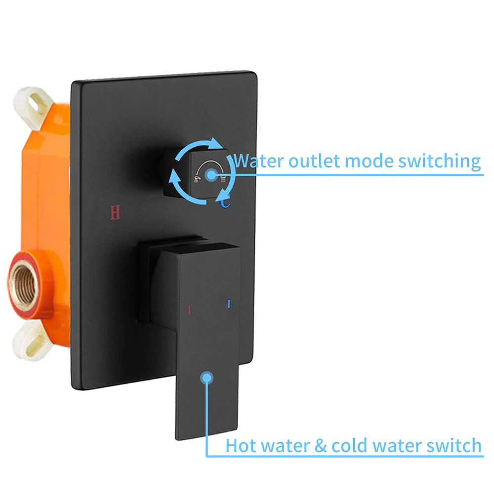 12 inch Single Handle 2-Spray Rain Shower Head Systems Square Wall Mounted Shower - Image 17