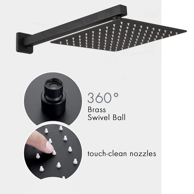 12 inch Single Handle 2-Spray Rain Shower Head Systems Square Wall Mounted Shower - Image 18