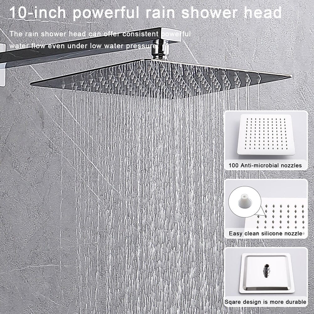12 inch Single Handle 2-Spray Rain Shower Head Systems Square Wall Mounted Shower - Image 26