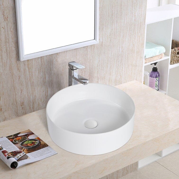 Giving Tree 15.75'' Bathroom Sink Art Ceramic Round Vessel - Image 17