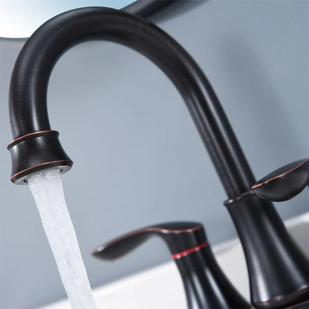 Giving Tree 2-Handle 4-Inch Oil Rubbed Bronze Bathroom Faucet, Bathroom Vanity Sink Faucets with Pop-up Drain and Supply Hoses - Image 5