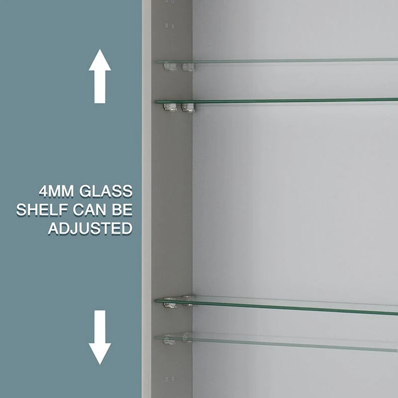 20 x 30 Inch Dimmable LED Bathroom Mirror Cabinet with 3-Tier Storage Shelves - Image 5