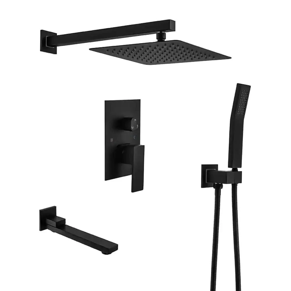 3-Spray Patterns Shower System 10 Inch Square Bathroom Luxury Rain Mixer Shower Combo Set - Image 40