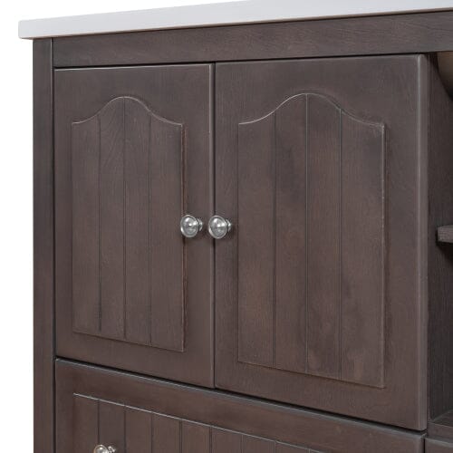 Giving Tree 36" Bathroom Vanity Base Only, Solid Wood Frame and MDF Boards, Brown - Image 10