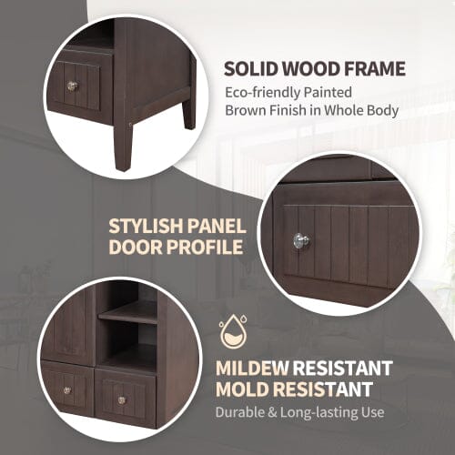 Giving Tree 36" Bathroom Vanity Base Only, Solid Wood Frame and MDF Boards, Brown - Image 8
